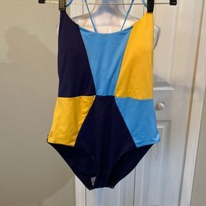 Mossimo Blue Yellow Swimsuit XL
